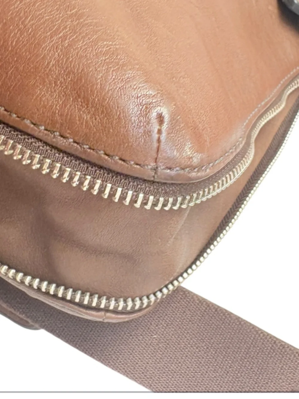 TUMI brown leather expandable briefcase bag
